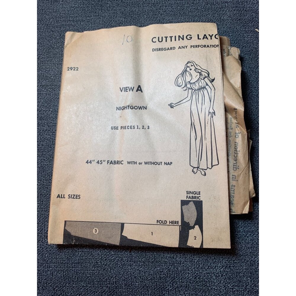Vintage McCalls 2922 Nightgown Panties Sewing Pattern Size 10